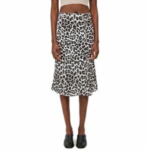 Caroline Constas Silk Blend Animal Print Midi Skirt With Side Slits Small EUC!